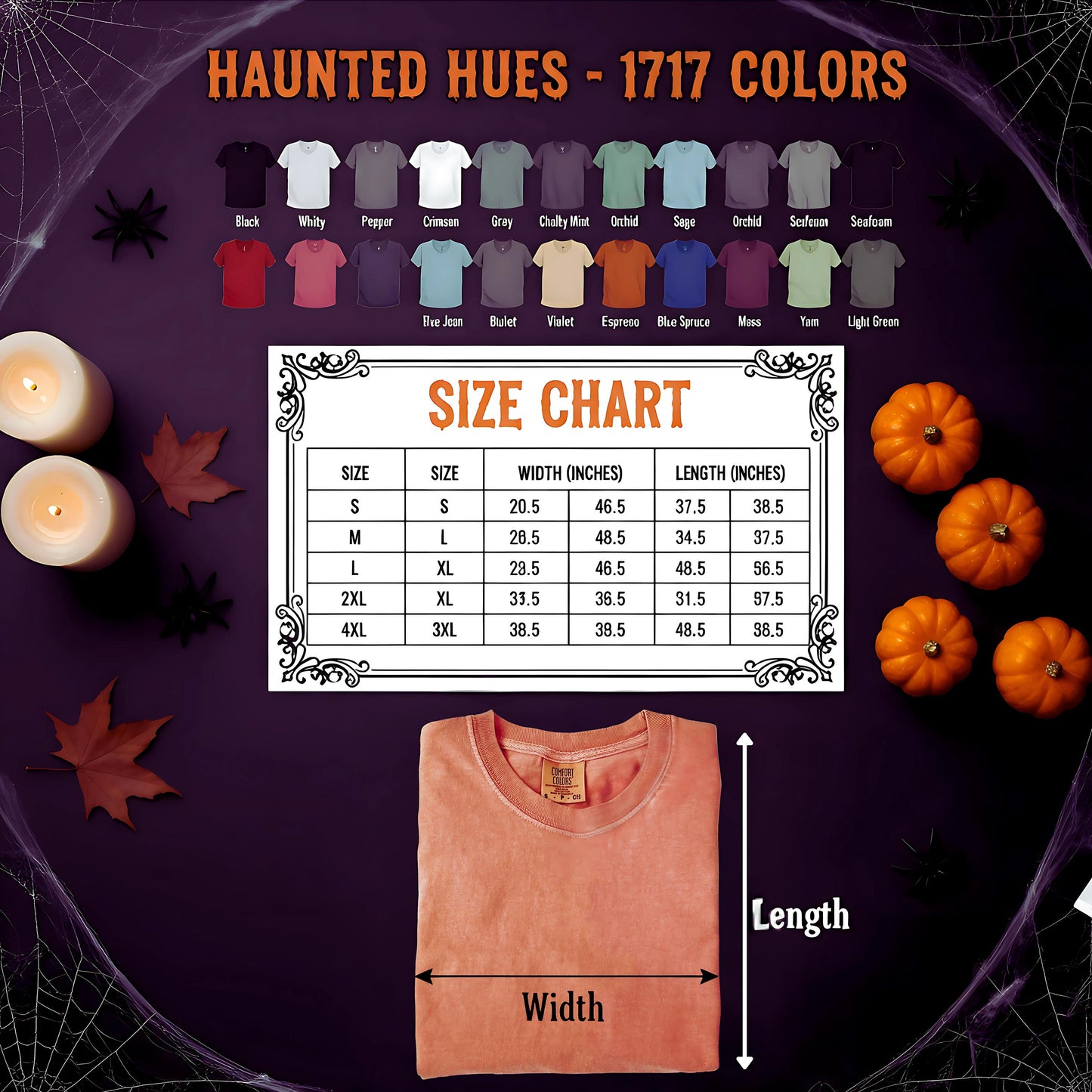 Halloween Stamps T Shirt Comfort Colors Pumpkin Orange Graphic Tee Bat Zombie Witch Haunted House Ghost Cat Potion Skeleton Unisex Gift