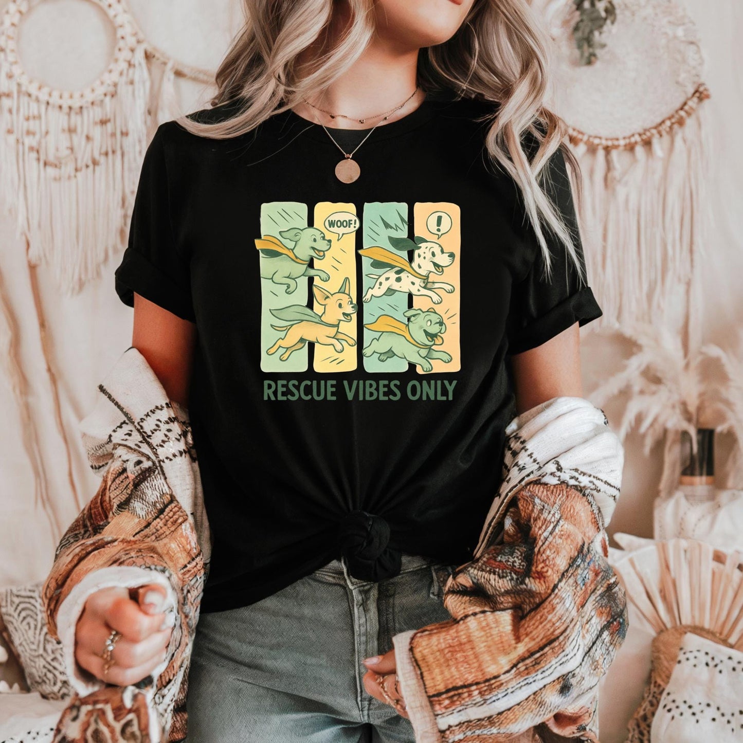 Rescue Vibes Only Tee Unisex Graphic T Shirt Dog Lover Shirt Pet Adoption Awareness Everyday Wear Gift for Animal Lovers Pet Lovers shirt