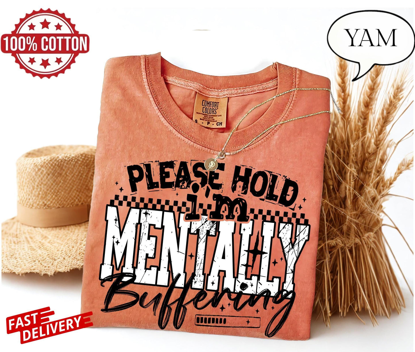 Funny mental lag t-shirt for introverts, sarcastic quote cotton tee oversized fit, anxiety buffering relatable humor shirt