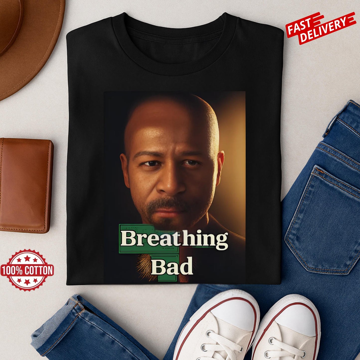 Breathing Bad T-Shirt for Bald Men – Funny Meme Shirt,Bold Graphic Tee,Breaking Bad Parody,Gift for Him,Unisex Cotton Shirt,Humorous Apparel