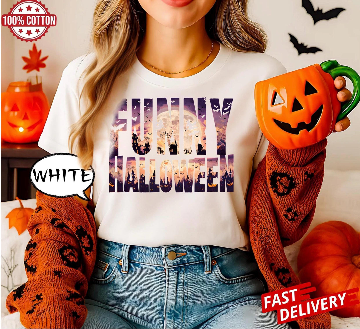 Funny Halloween Shirt Unisex Spooky Party Outfit Graphic Tee For Teens Adults Gift Idea Scary Costume Casual Top Unique Design