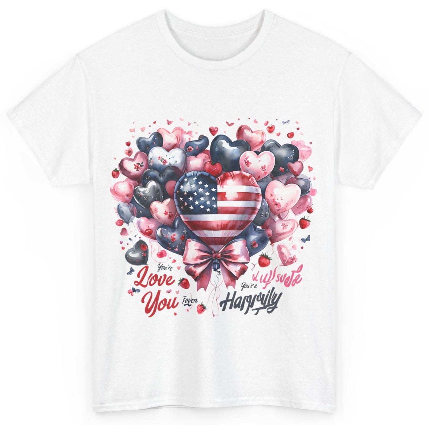 American Flag Heart T Shirt Patriotic Valentines Day Tee Love USA Graphic Top Women Summer July 4th Gift Casual Independence Day Apparel