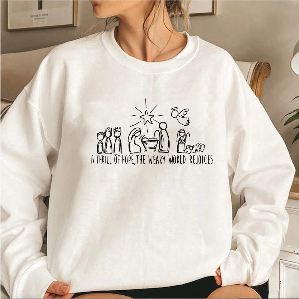 Christian Christmas Sweatshirt Nativity Scene Sweater