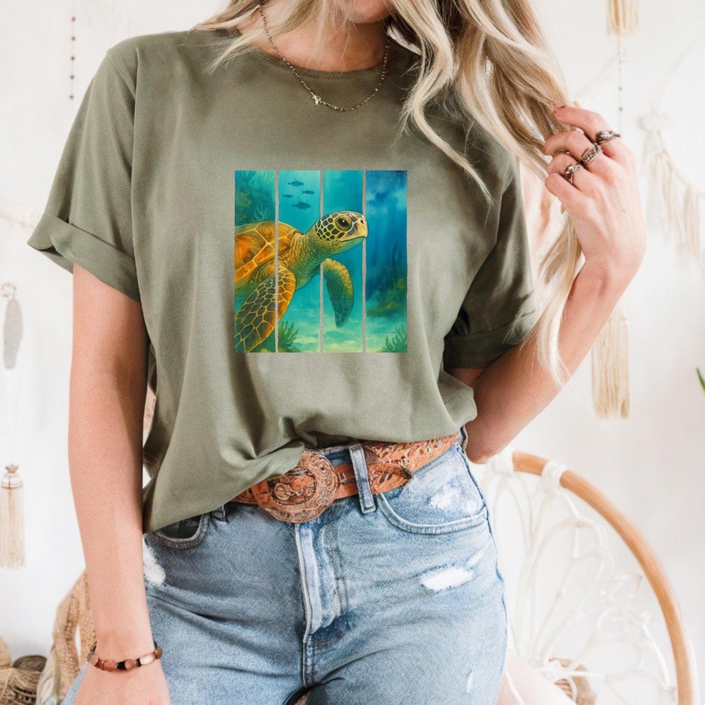Sea Turtle Unisex Heavy Cotton Tee, Ocean Lover Gift, Eco-Friendly T-Shirt, Sea Life Apparel, Beach Vacation Outfit, Gift for Turtle Lovers