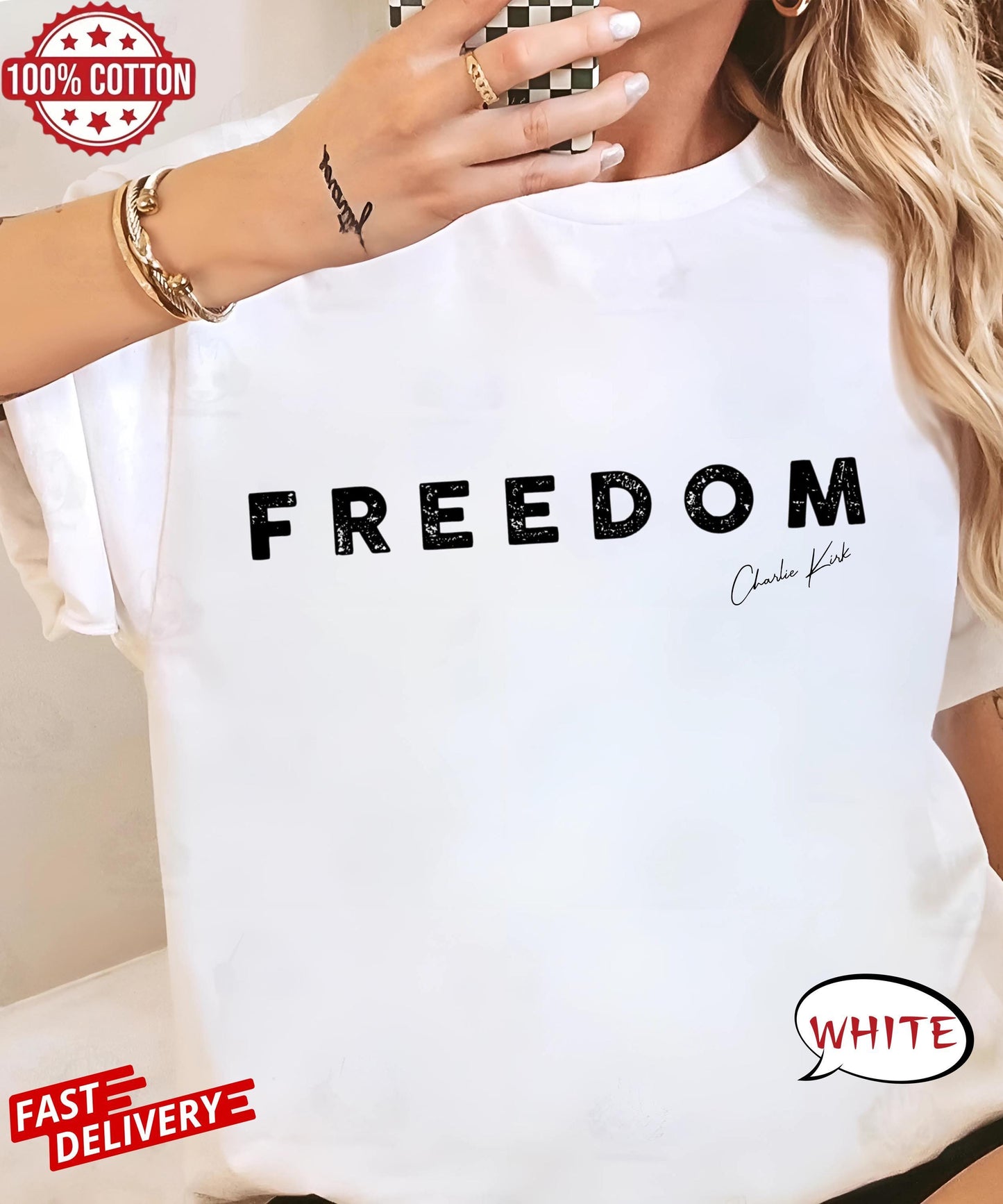 Charlie Kirk Freedom T-Shirt,Conservative Statement Tee,Free Speech American Values ​​Graphic,Pro Liberty Quote Shirt