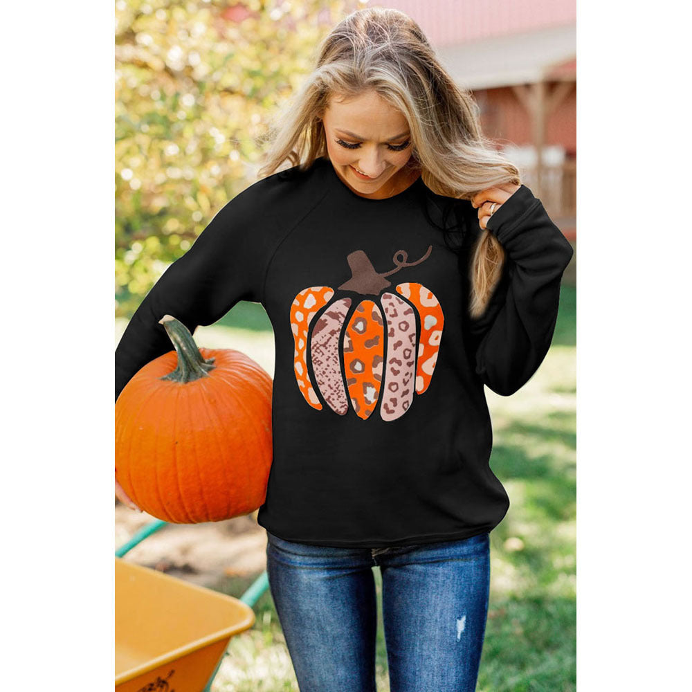 Halloween Pumpkin Printed Long-sleeved Top Female