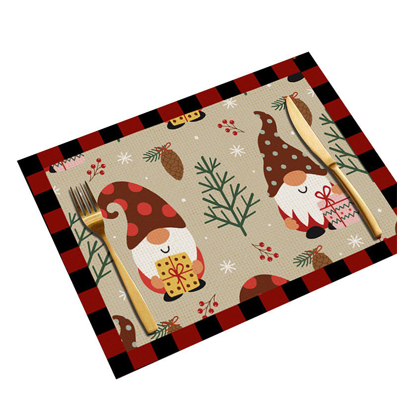 Christmas Cartoon Elk Printing Placemat Western Restaurant Insulation Multiple Options Table Cloth