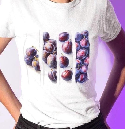 Rich Plum Harvest Tee, Stylish Unisex Cotton Tee with Patterned Design, Casual Wear, Graphic Tee, Gift for Him/Her, Unique Art T-Shirt