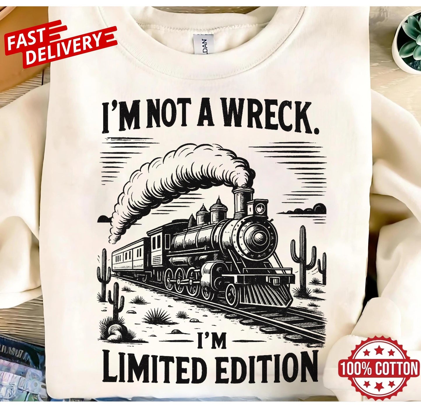 Funny Sarcastic Train T Shirt Im Not A Wreck Limited Edition Vintage Design Unisex Railroad Tee Novelty Graphic Top Casual Humor Gift