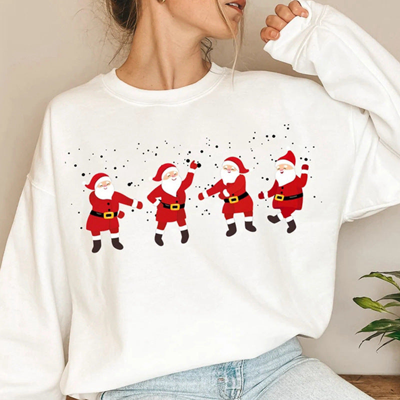 Women's Long Sleeve Loose Christmas Printed Crew Neck Sweatshirt