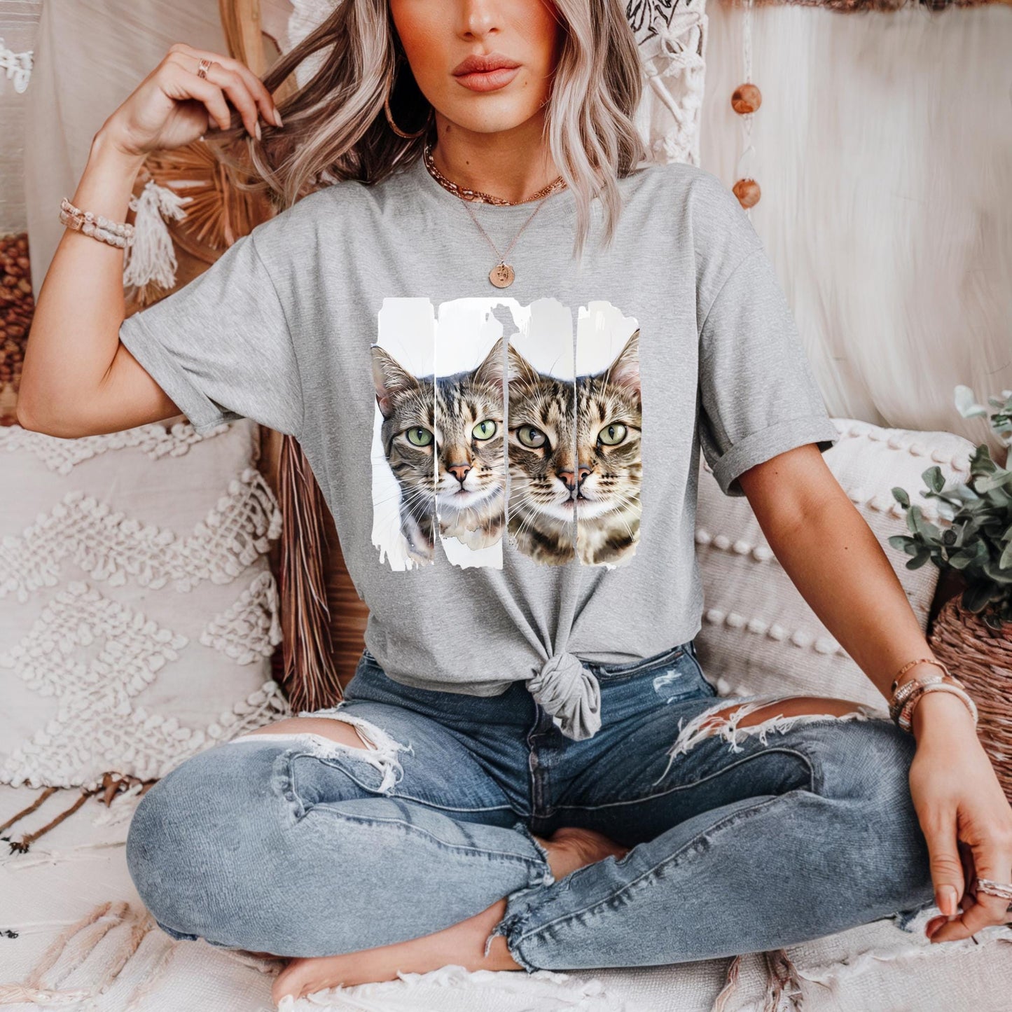 Cat Lover Unisex Tee, Cute Cat shirt, Funny Cat Gift, Animal Lover Apparel, Casual Tee for Pet Owners, Wise Cat Eyes Portrait T-Shirt