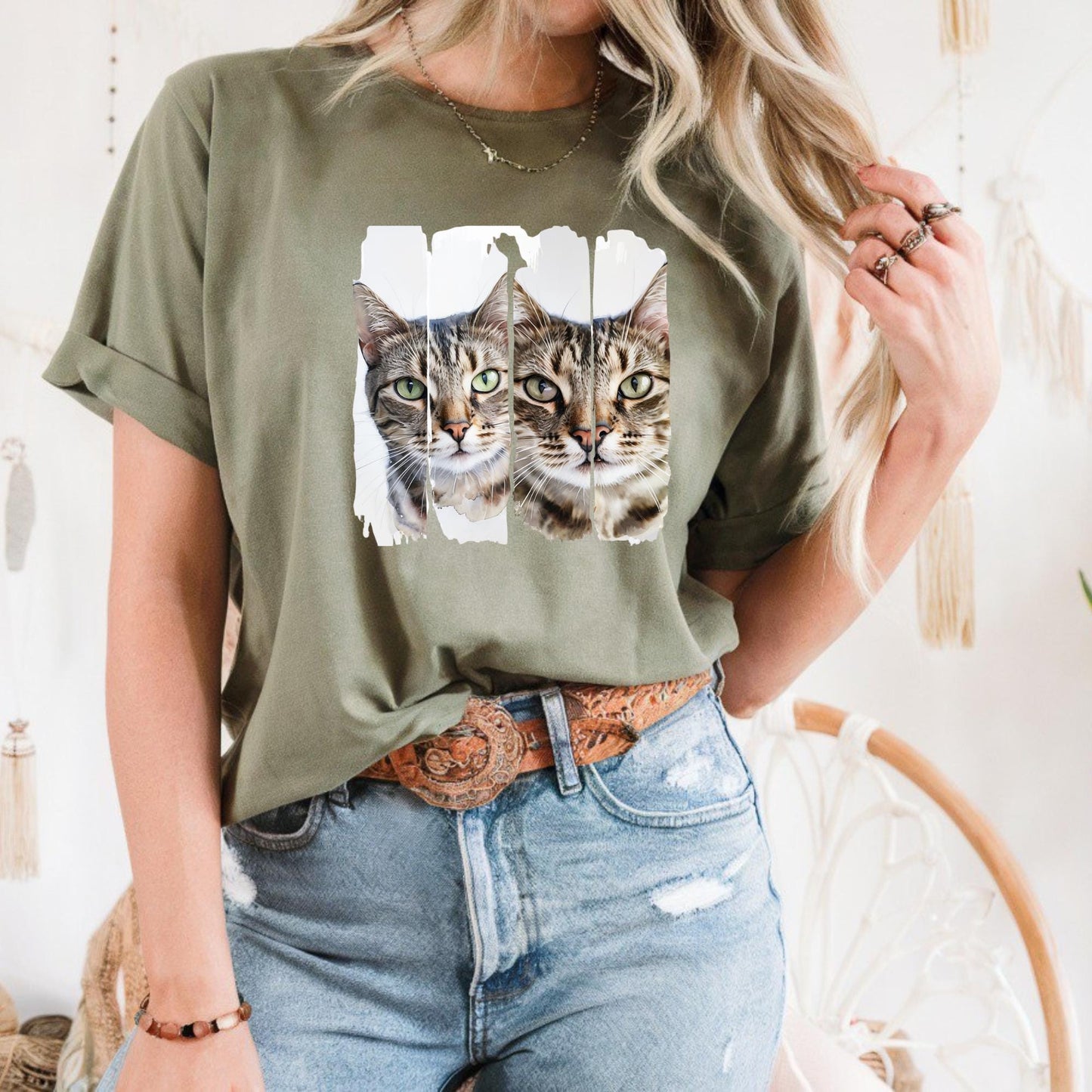 Cat Lover Unisex Tee, Cute Cat shirt, Funny Cat Gift, Animal Lover Apparel, Casual Tee for Pet Owners, Wise Cat Eyes Portrait T-Shirt
