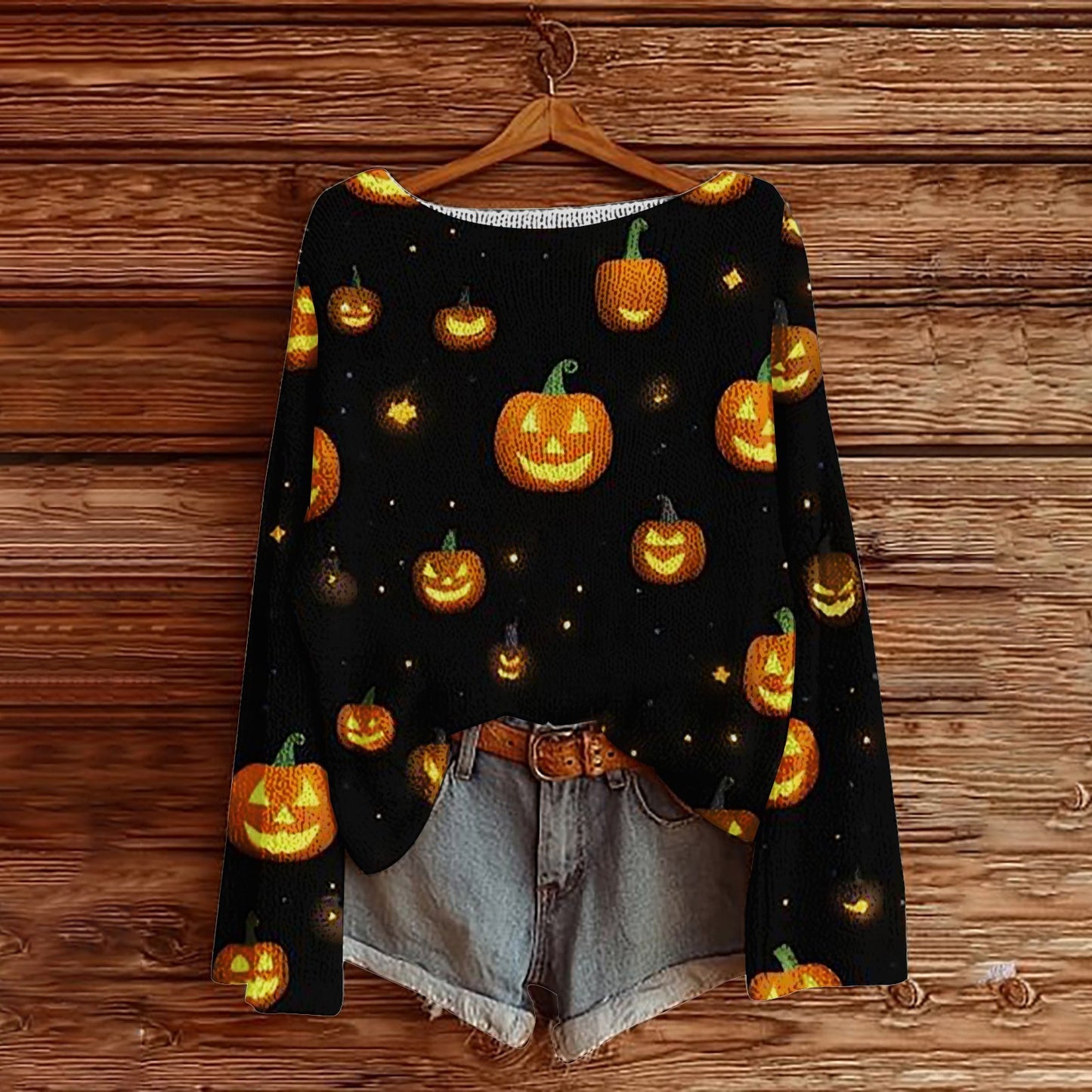 Halloween Printed Loose Long Sleeves Sweater