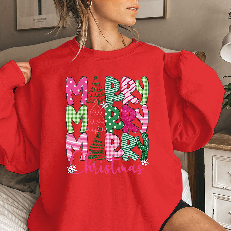Merry Christmas E Cartoon Sweatshirt Festive Cute Gifts