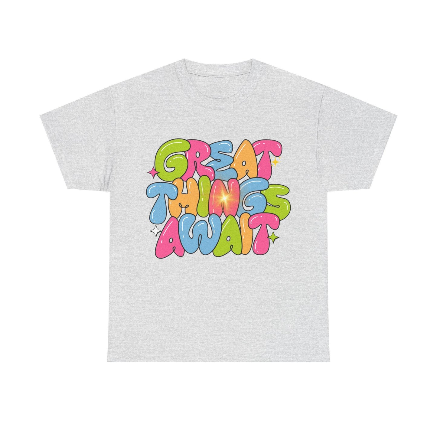 Motivational Graphic Tee, Great Things Await Tee, Unisex Inspirational Shirt, Positive Vibes Cotton Tee, Gift for Friends