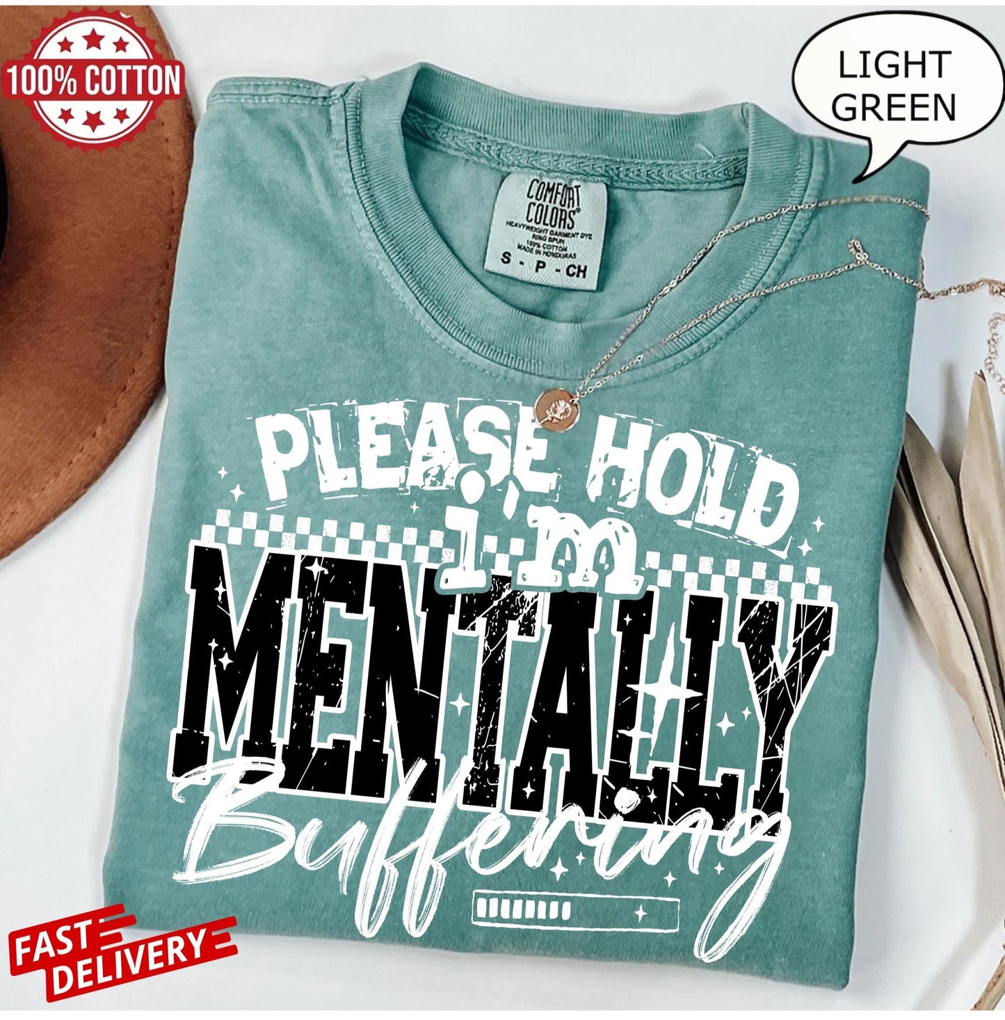 Mentally buffering quote t-shirt,sarcastic tired brain tee,funny introvert cotton shirt oversized for anxiety,slow days and deep thinkers