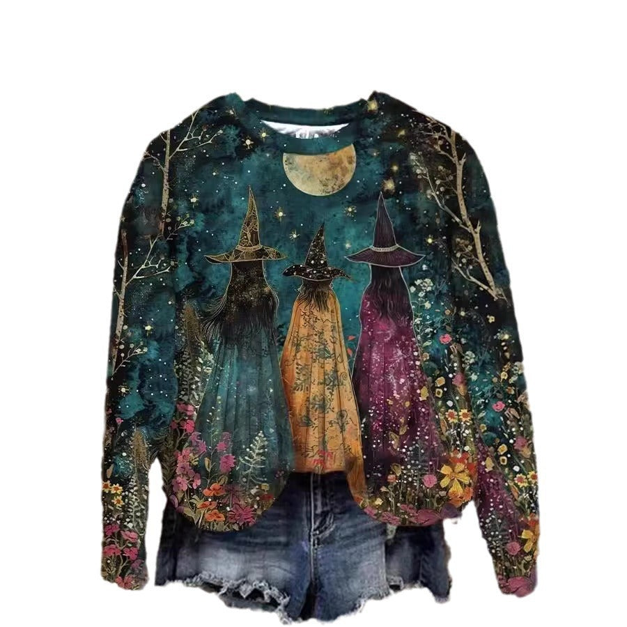 Pullover Halloween Pattern 3d Printing Crew Neck Pullover Sweatshirt