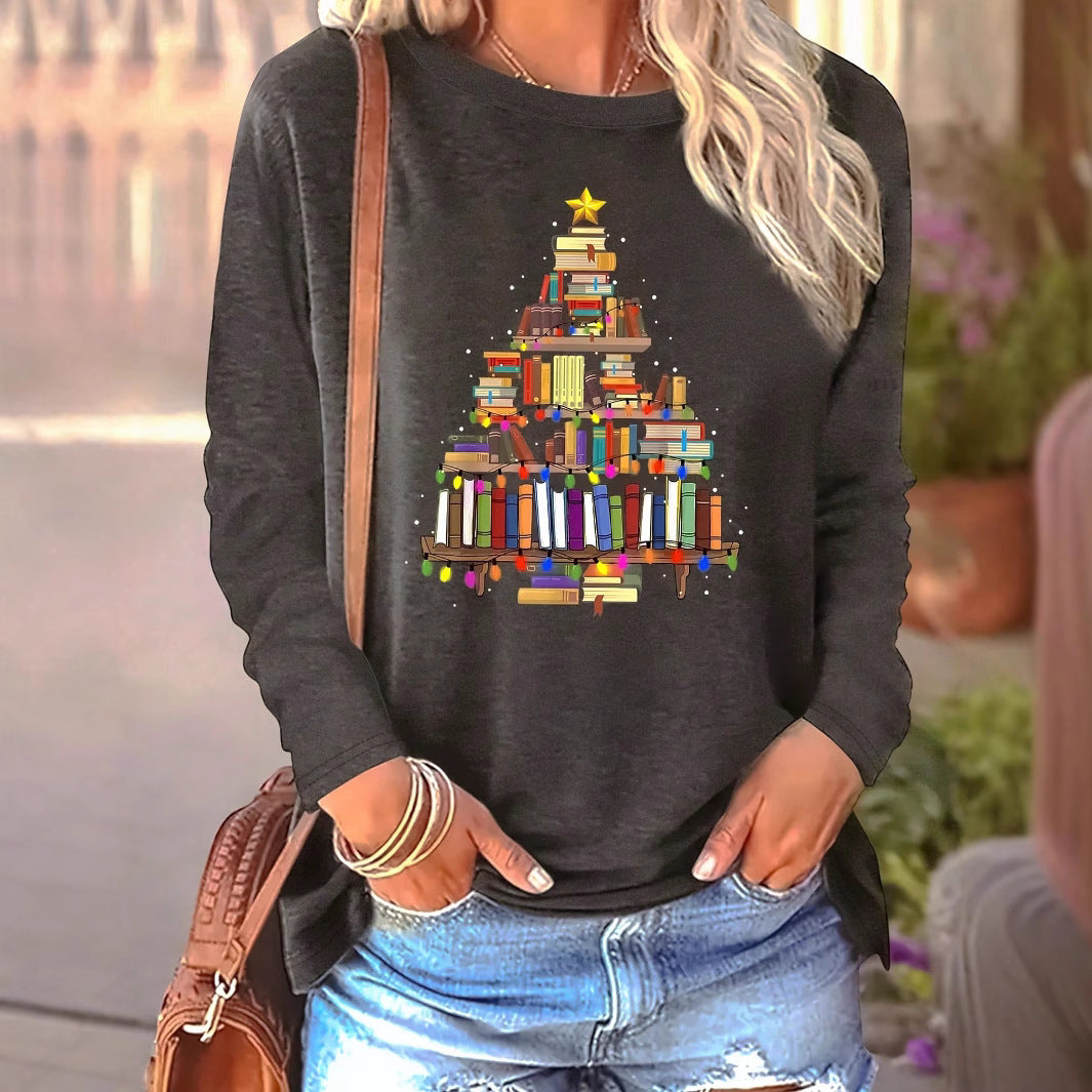 Women's Long-sleeved T-shirt Printed Christmas Halloween