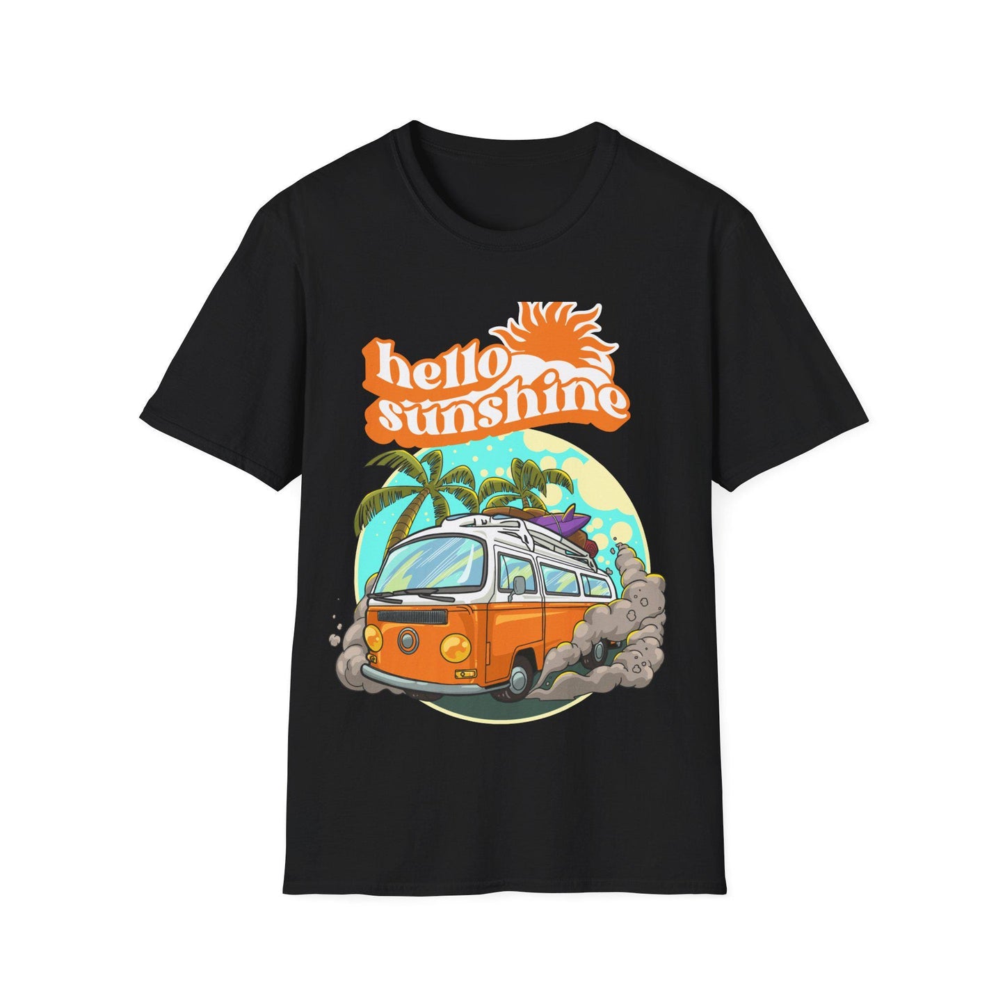 Hello Sunshine Summer T-Shirt, Vintage Camper Tee, Beach Vibes Shirt, Gift for Travelers, Summer Outing Apparel