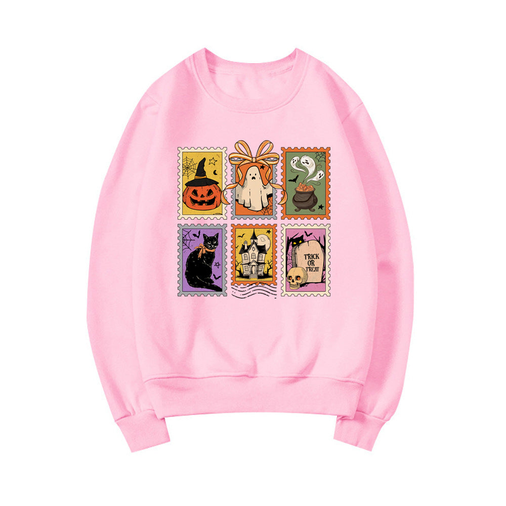 Retro Halloween Cat Ghost Sweatshirt Spooky Season Hoodie