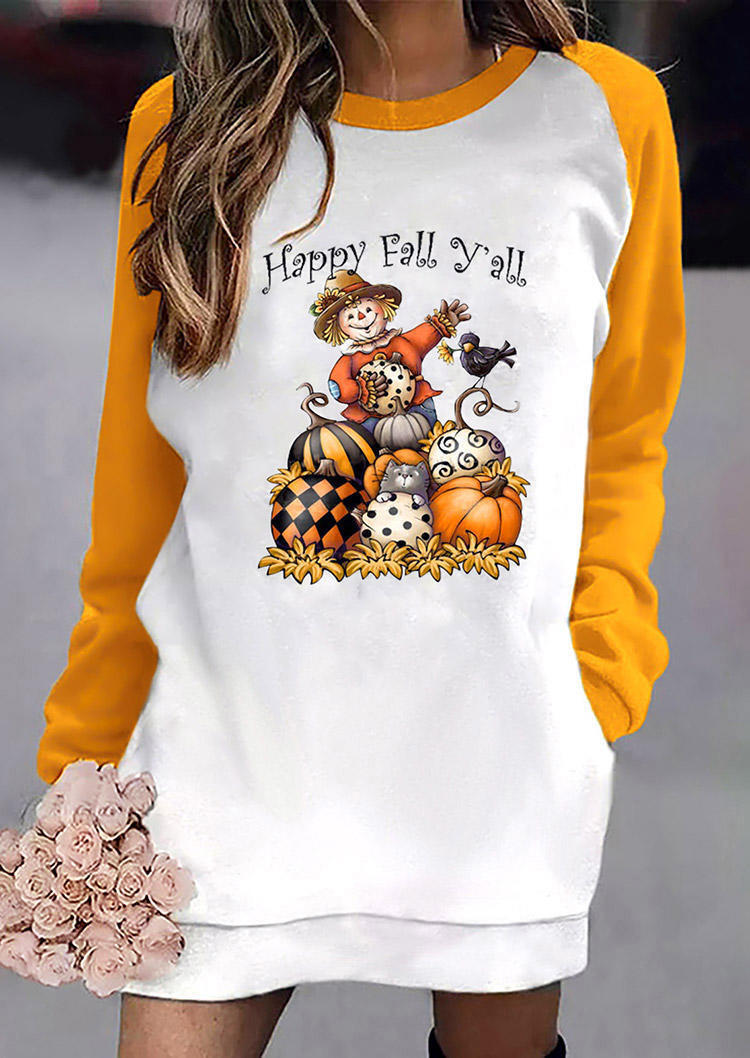 Style Trendy Line Fashion Round Neck Halloween Pumpkin Lamp T-shirt Girl Loose Top
