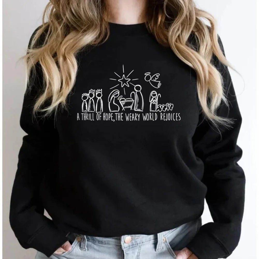 Christian Christmas Sweatshirt Nativity Scene Sweater