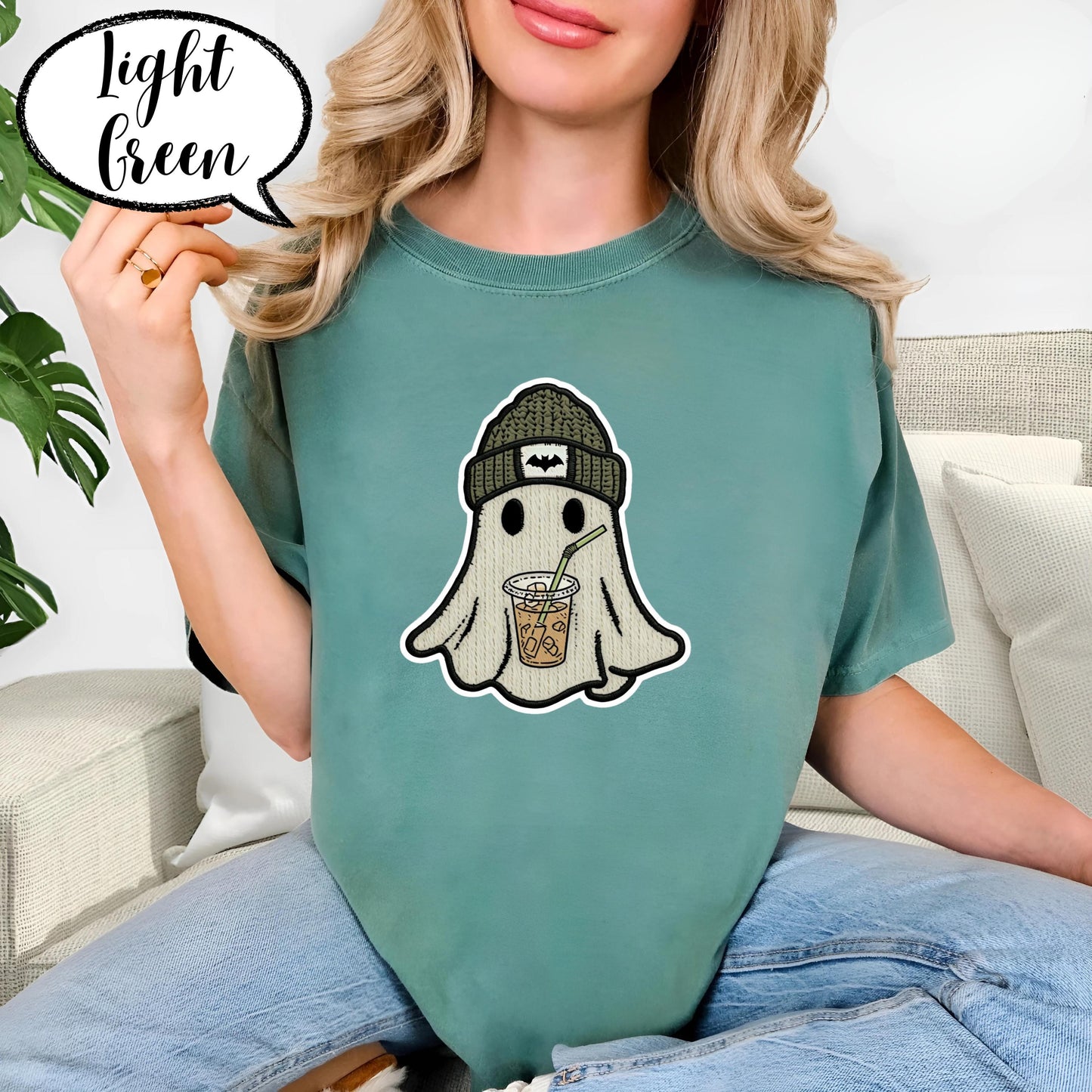 Comfort Colors® Coffee Halloween Shirt, Cute Ghost T Shirt, Spooky Season Tee, Iced Coffee Lover Top, Cozy Fall Graphic Shirt Unisex