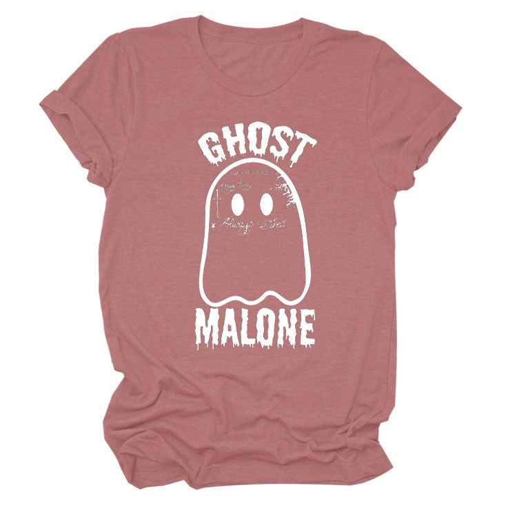 Ghost Round Neck Letter Halloween Loose Short Sleeve T-shirt