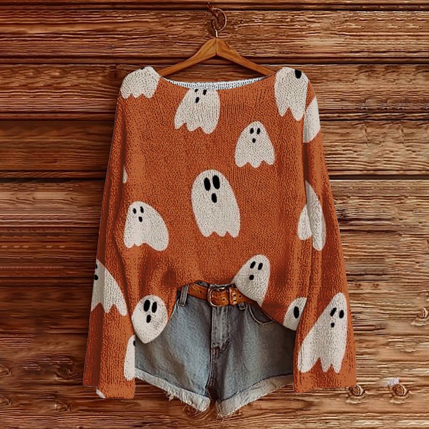 Halloween Printed Loose Long Sleeves Sweater