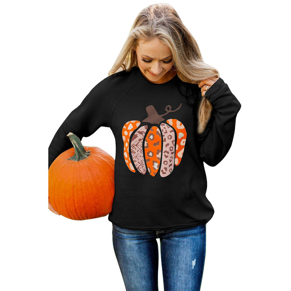 Halloween Pumpkin Printed Long-sleeved Top Female