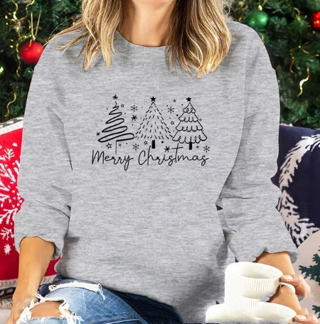 Solid Color Christmas Round-neck Shirt Ladies