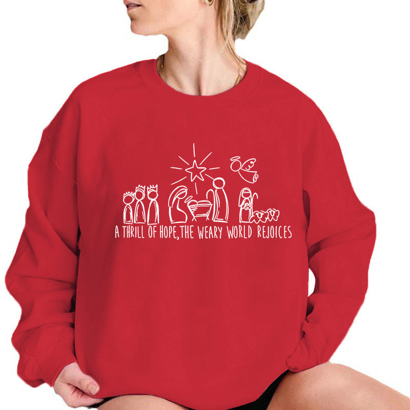 Christian Christmas Sweatshirt Nativity Scene Sweater
