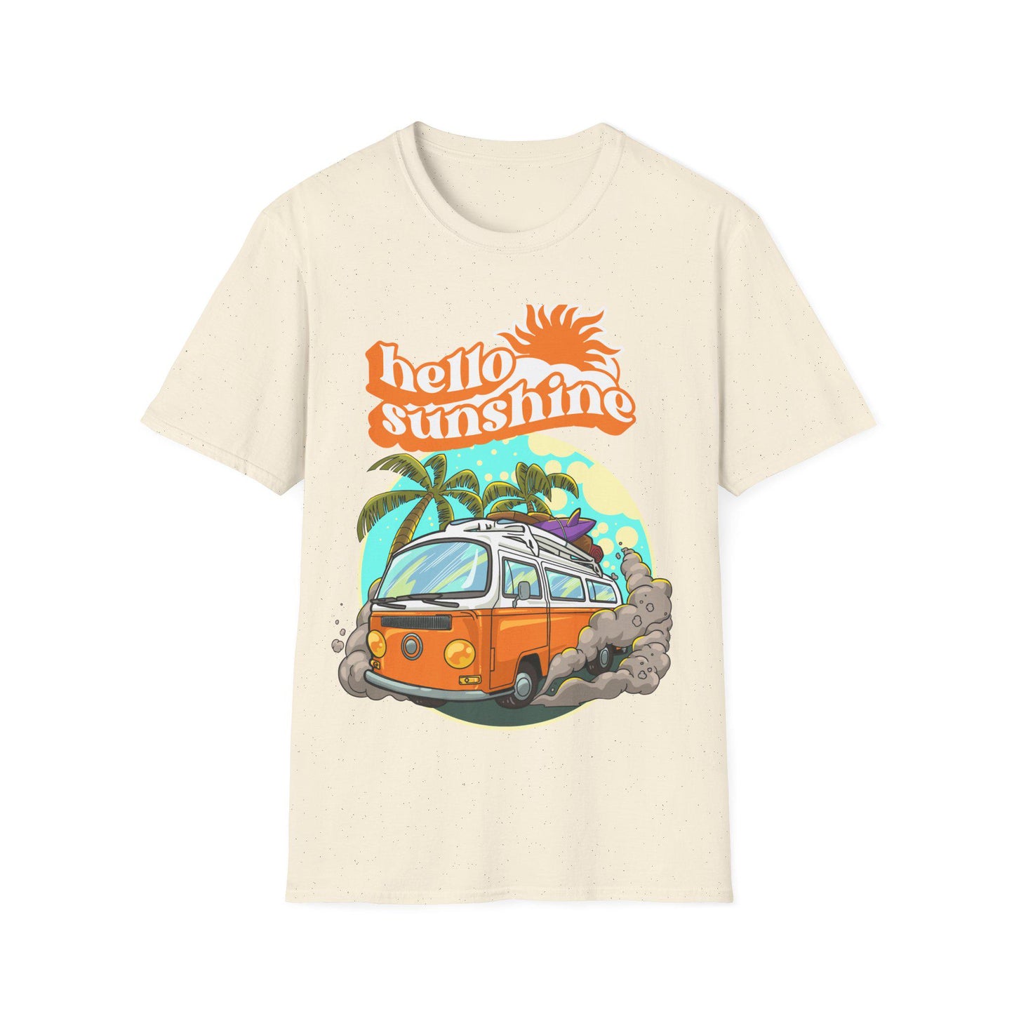 Hello Sunshine Summer T-Shirt, Vintage Camper Tee, Beach Vibes Shirt, Gift for Travelers, Summer Outing Apparel