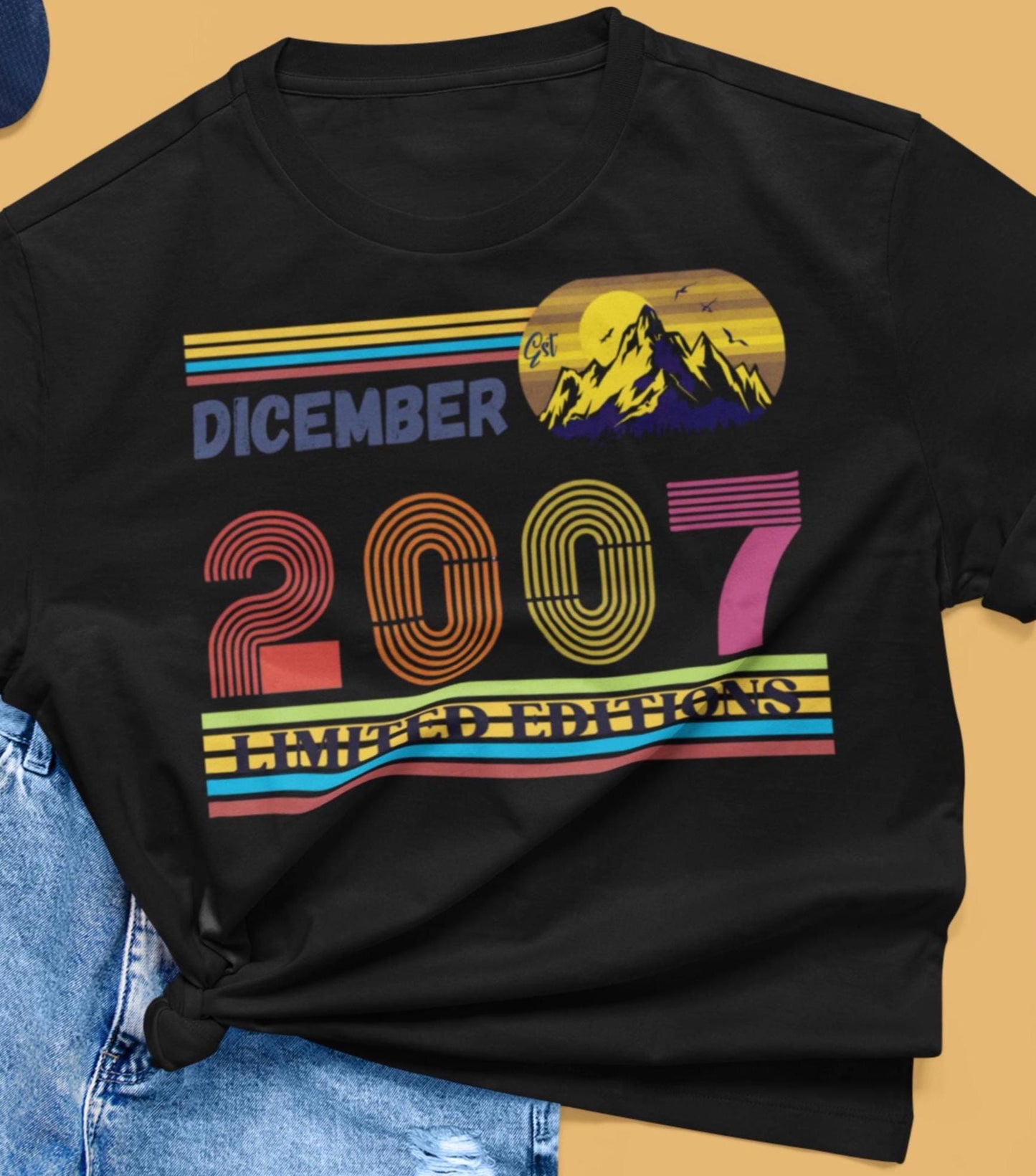 2007 Birthday T-Shirt, 18th Birthday Gift, Vintage Born in June Tee, Retro Unisex Shirt, Anniversary Outfit, Party Top for Men and Women