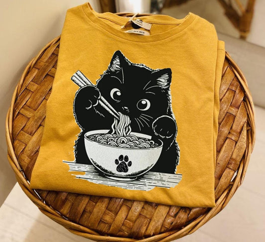 Noodle Cat Shirt, Cat Sweatshirt, Ramen Cat Shirt, Cat Mom Shirt, Cat Tee, Cat Lover Shirt, Animal Lover Tee, Cat Lovers Tee, Gift for Mom