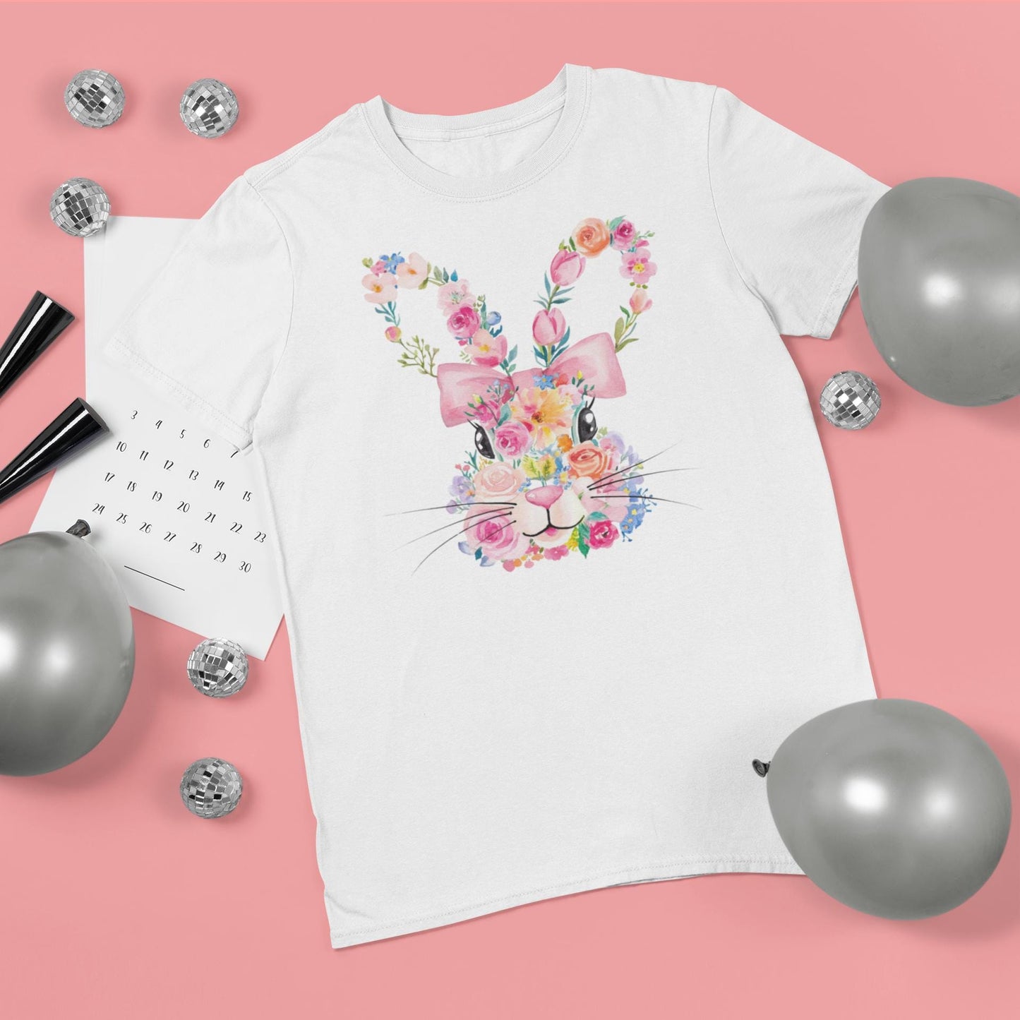 Floral Rabbit Shirt – Vintage Bunny Tee – Easter Gift for Nature Lovers – Botanical Rabbit Silhouette T-Shirt