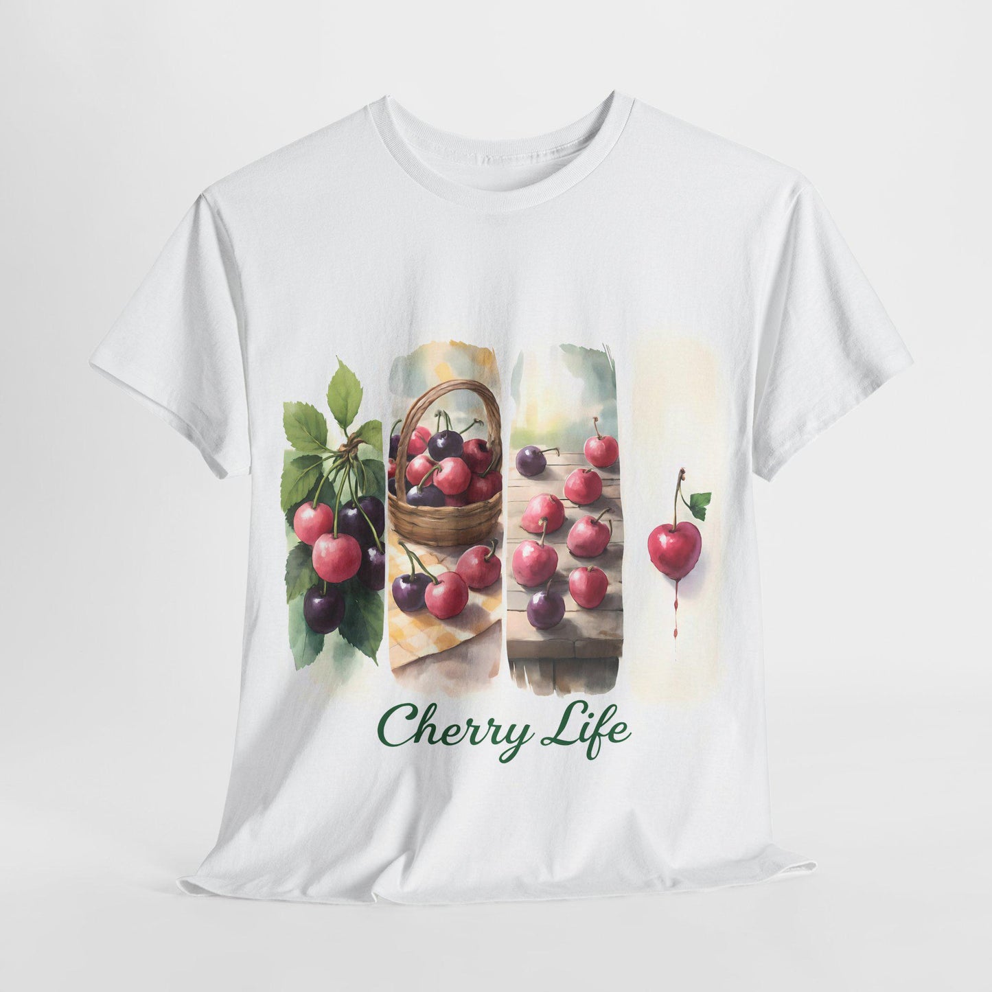 Cherry Life Unisex Heavy Cotton Tee | Summer Vibes, Gift for Fruit Lovers, Casual Wear, Gardening Shirt, Nature Enthusiast Apparel