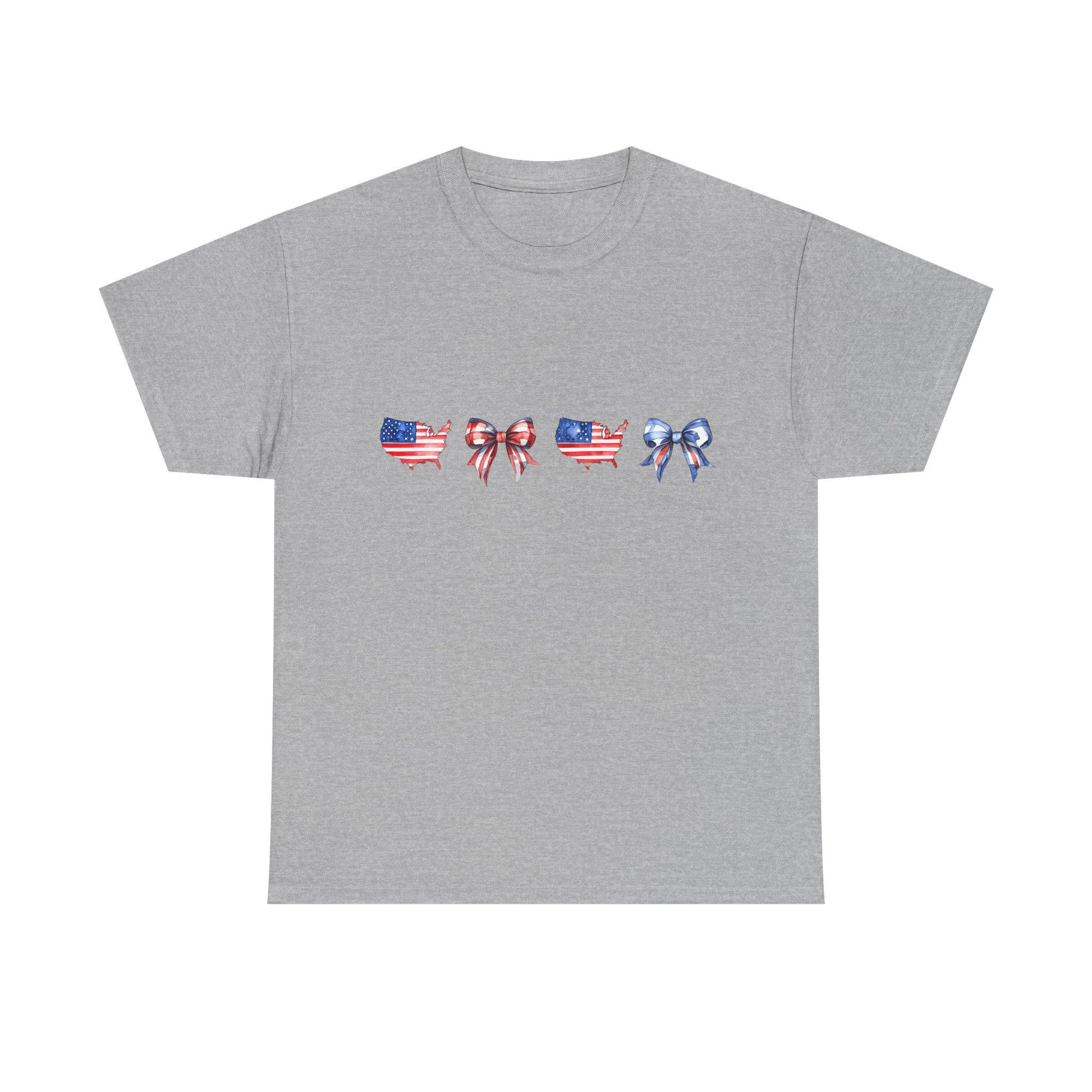 Unisex Cotton T-Shirt with Patriotic Bow Design | Perfect for 4th of July, Memorial Day, BBQs, Casual Wear, Gifts