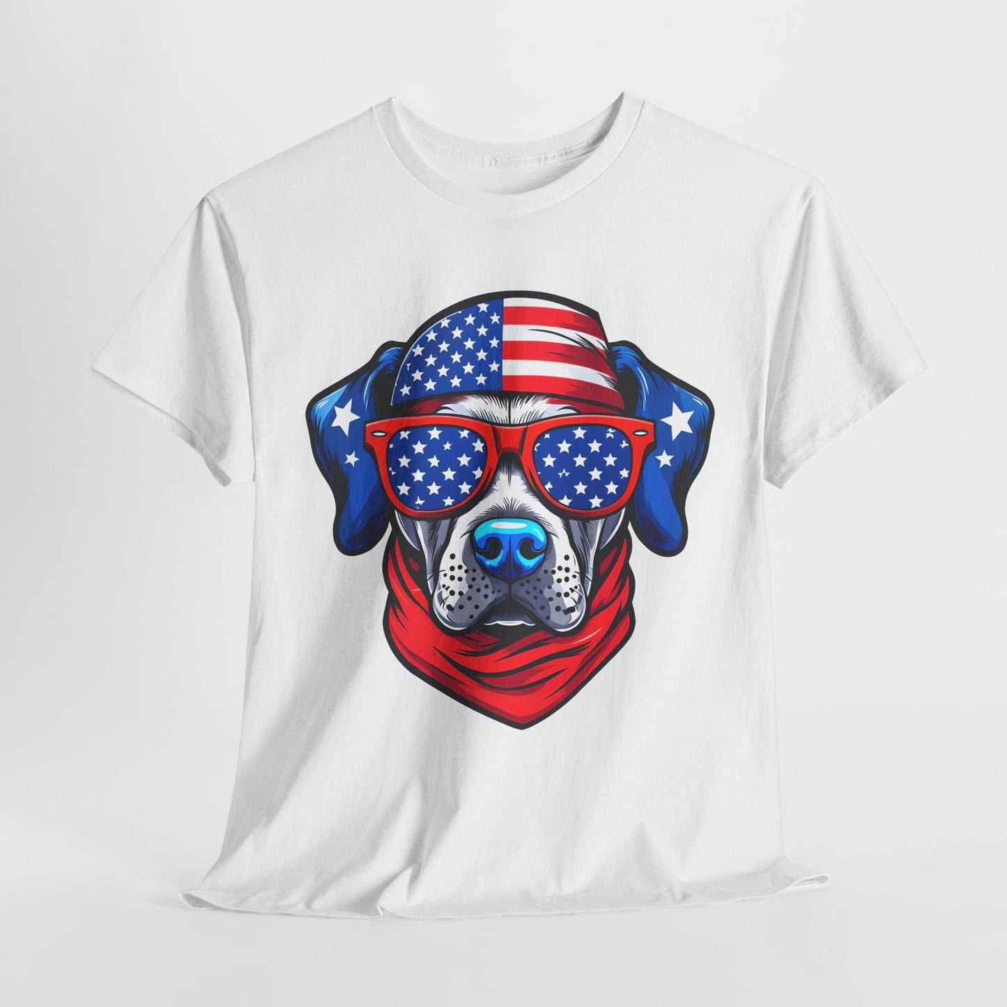 Patriotic Dog Tee - Unisex Heavy Cotton T-Shirt, Funny Pet Lover Gift, Summer BBQ, Independence Day Outfit, Dog Lover Apparel