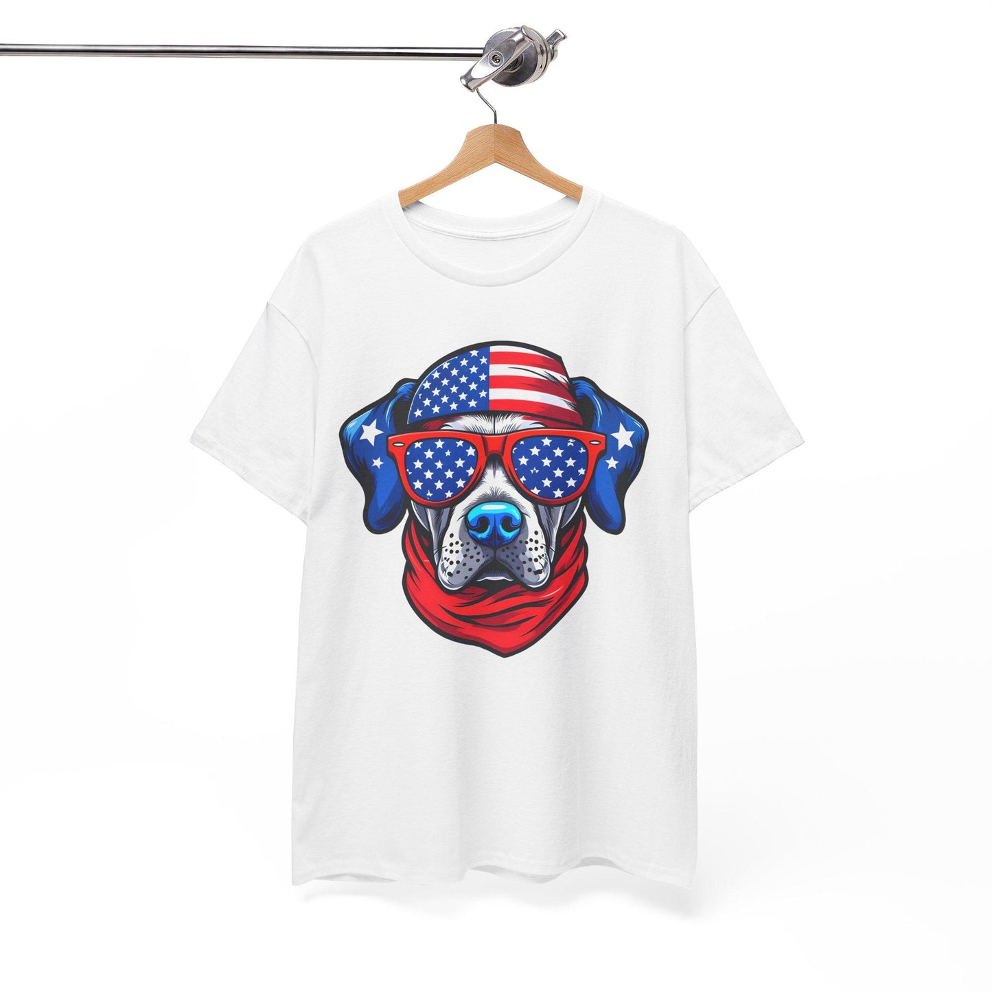 Patriotic Dog Tee - Unisex Heavy Cotton T-Shirt, Funny Pet Lover Gift, Summer BBQ, Independence Day Outfit, Dog Lover Apparel
