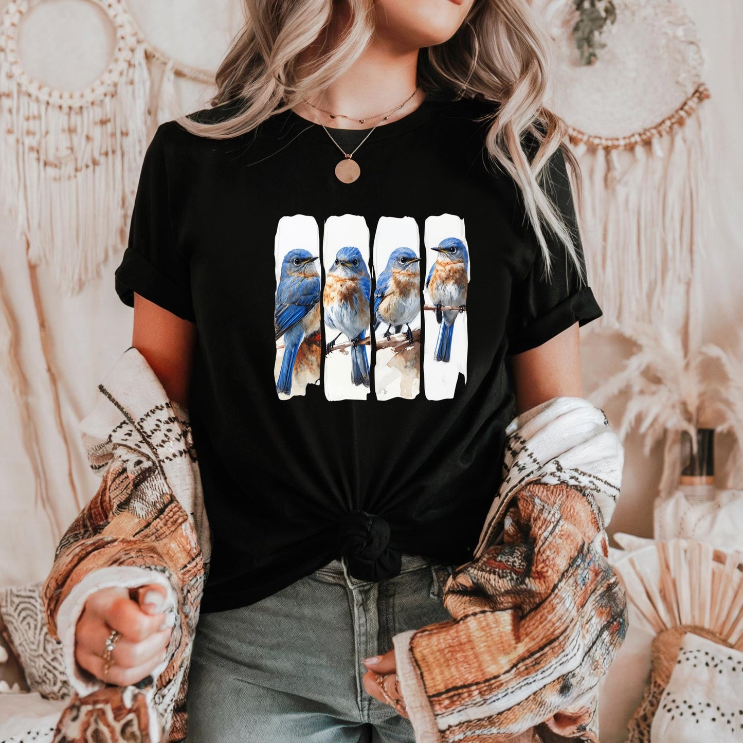 Bluebird Art Unisex Heavy Cotton Tee Nature Lover Gift Bird Watching Shirt Eco Friendly Tee Perfect for Outdoors Bird Lover Gift