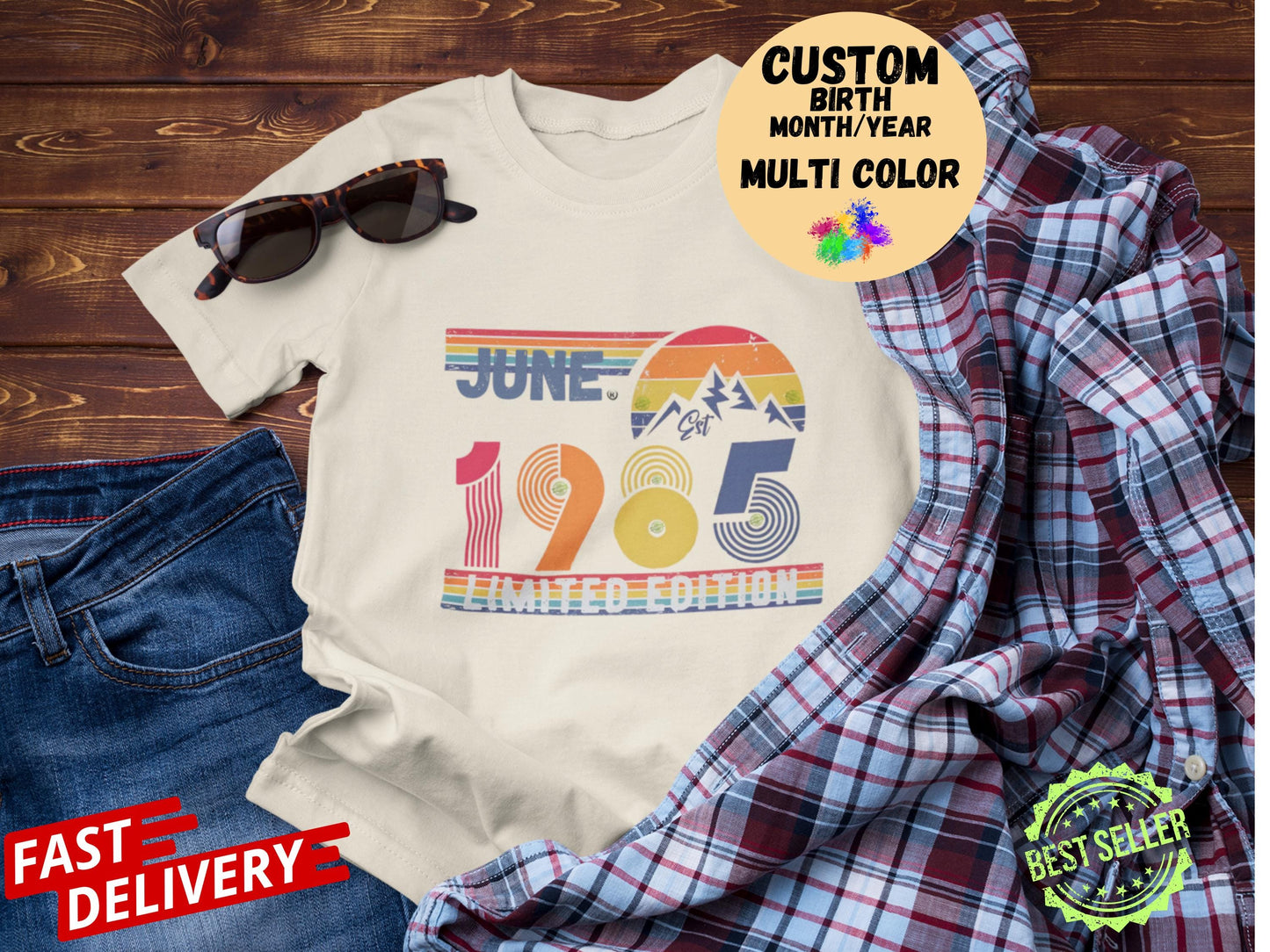 50th Birthday Retro Shirt, 1975 Birthday Sweatshirt Gift, 50 Years Bday Number Hoodie for Women / Men, Fifties Bday Tee For Wife Or Husband