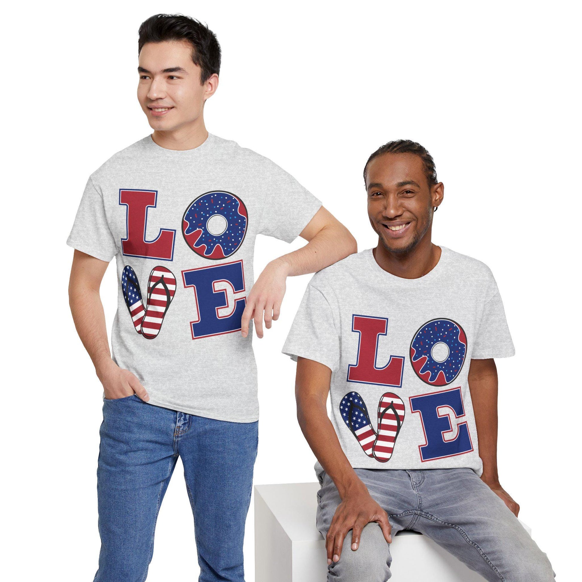 Patriotic Love T Shirt Unisex Heavy Cotton Tee Americana Style Fourth Of July Independence Day Graphic Casual Summer BBQ Gift For Him Her