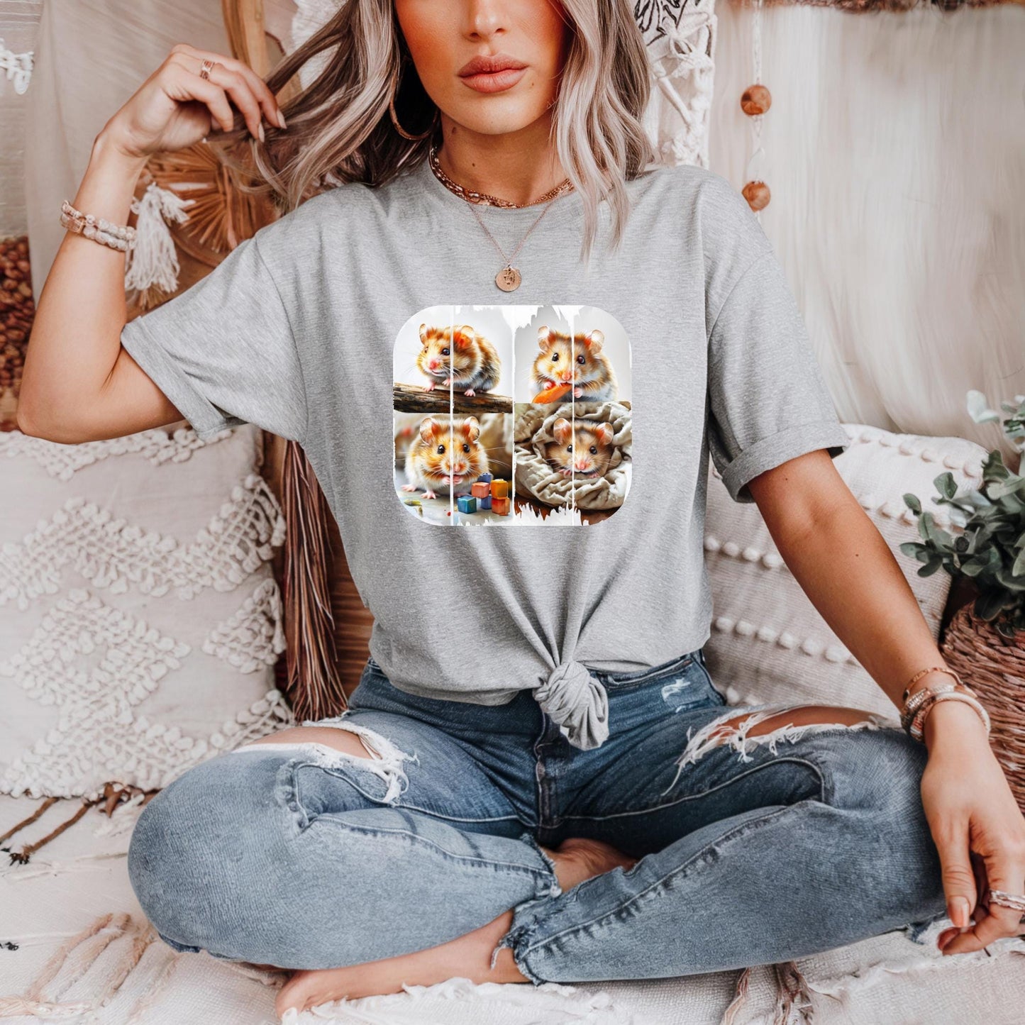 Cute Hamster Art Unisex Heavy Cotton Tee, Pet Lover Gift, Animal Tee, Casual Wear, Funny Animal T-Shirt, Rodent Pet T-Shirt