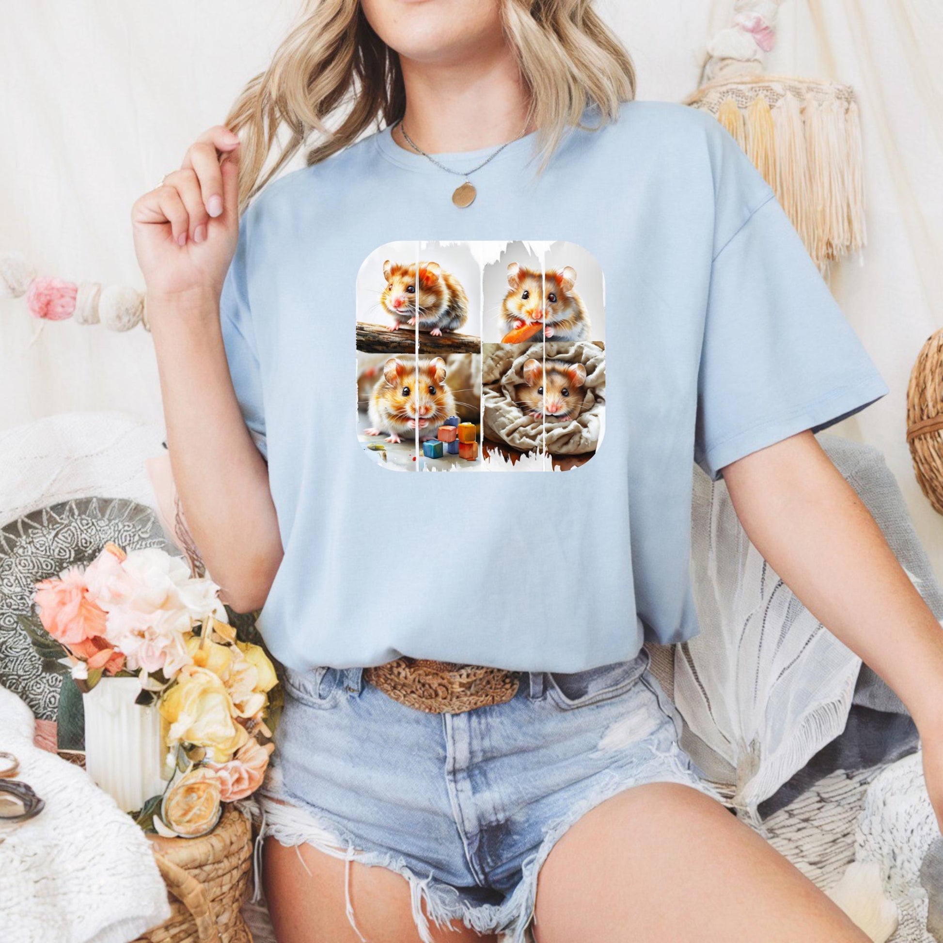 Cute Hamster Art Unisex Heavy Cotton Tee, Pet Lover Gift, Animal Tee, Casual Wear, Funny Animal T-Shirt, Rodent Pet T-Shirt