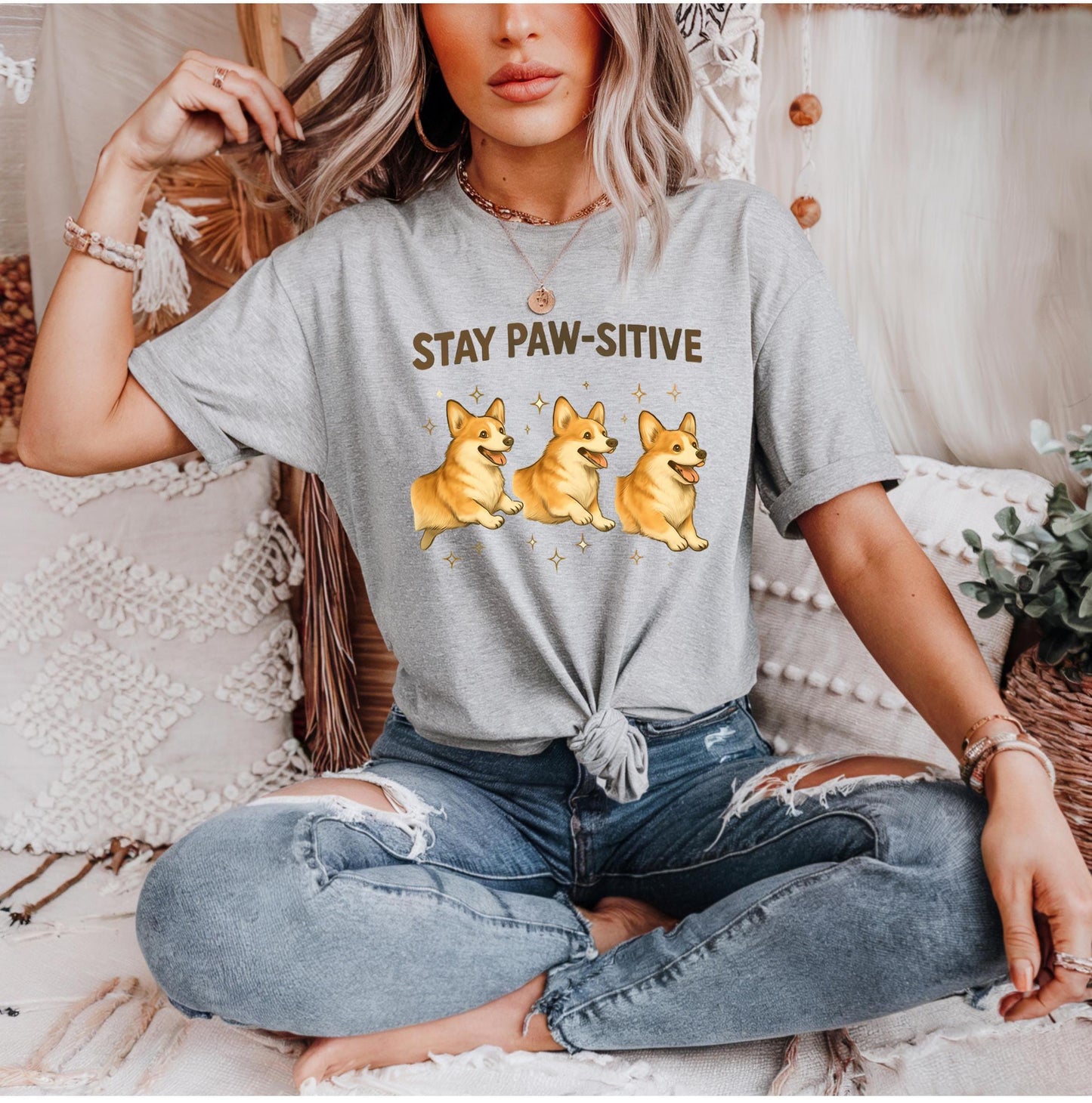 Stay Paw Sitive Unisex Cotton T Shirt Cute Dog Lover Tee Casual Humor Pet Apparel Positive Vibe Top Birthday Gift For Men Women