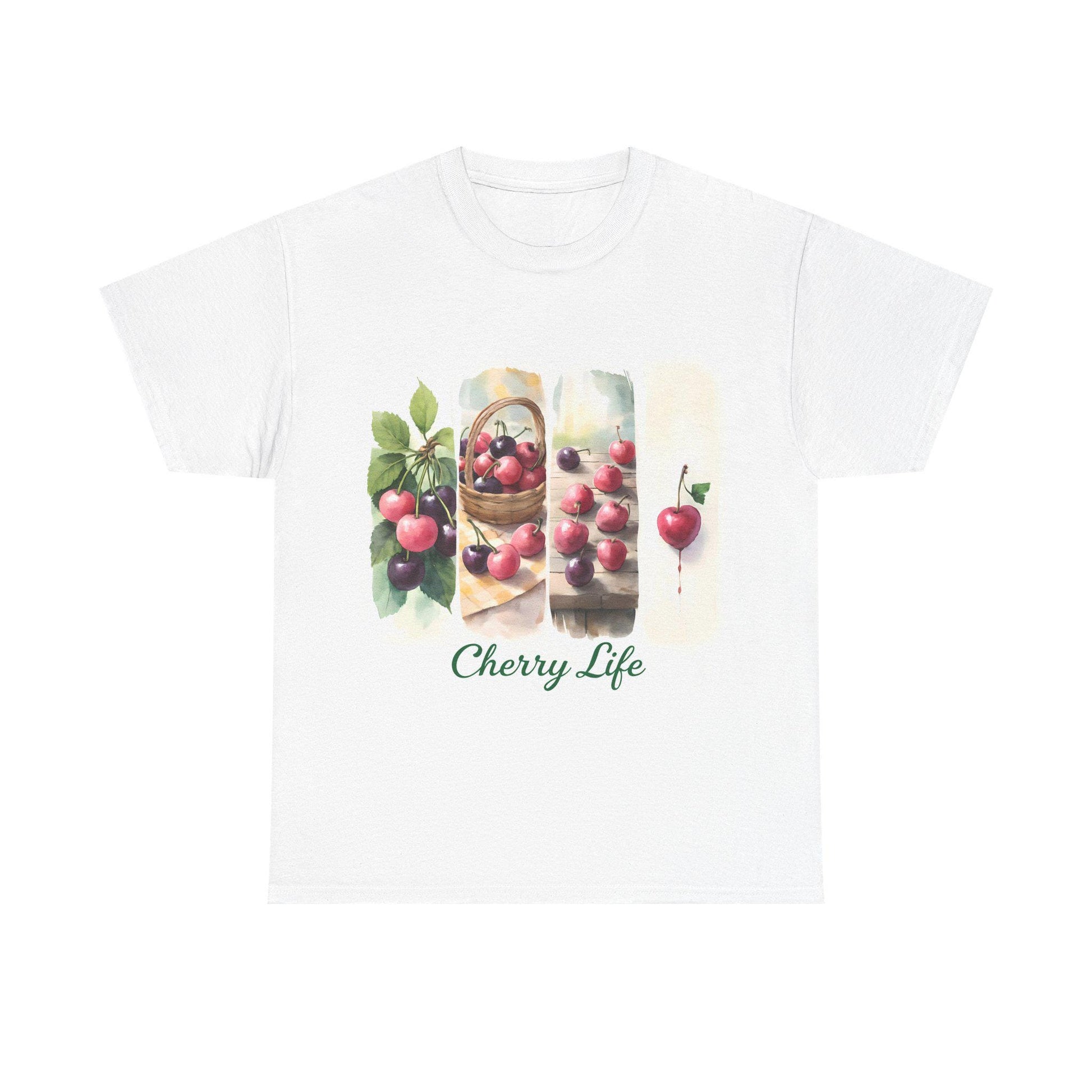 Cherry Life Unisex Heavy Cotton Tee | Summer Vibes, Gift for Fruit Lovers, Casual Wear, Gardening Shirt, Nature Enthusiast Apparel