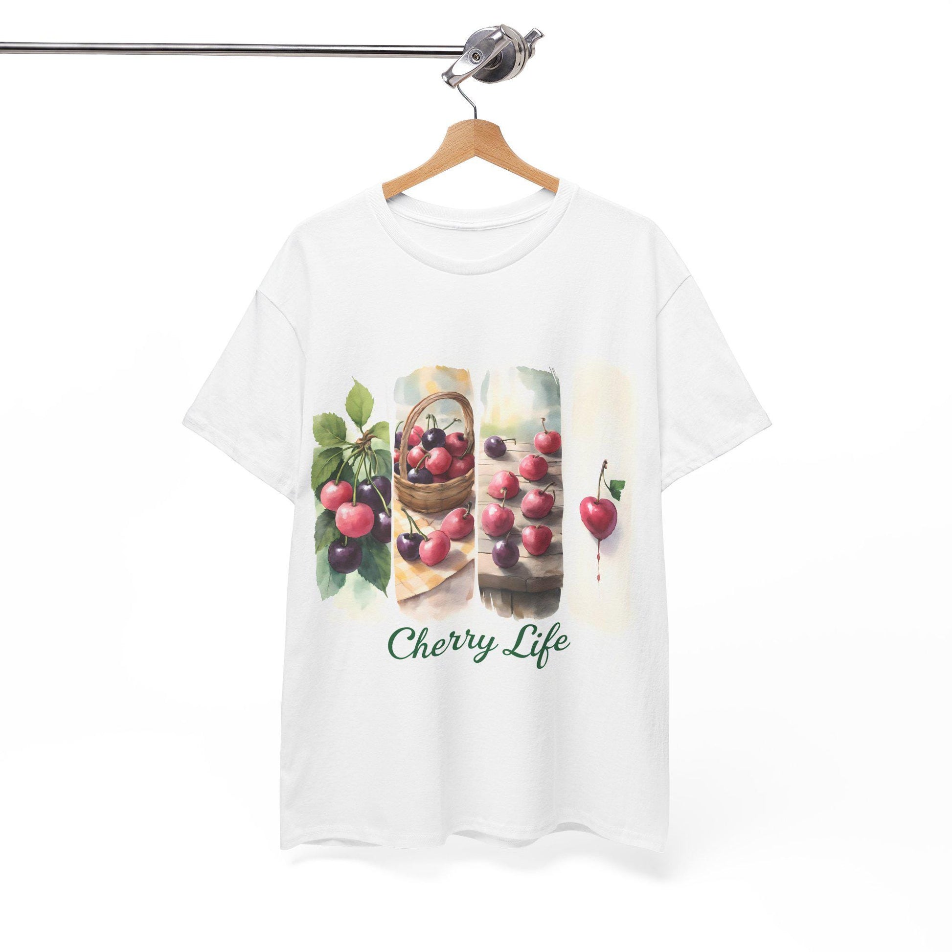 Cherry Life Unisex Heavy Cotton Tee | Summer Vibes, Gift for Fruit Lovers, Casual Wear, Gardening Shirt, Nature Enthusiast Apparel