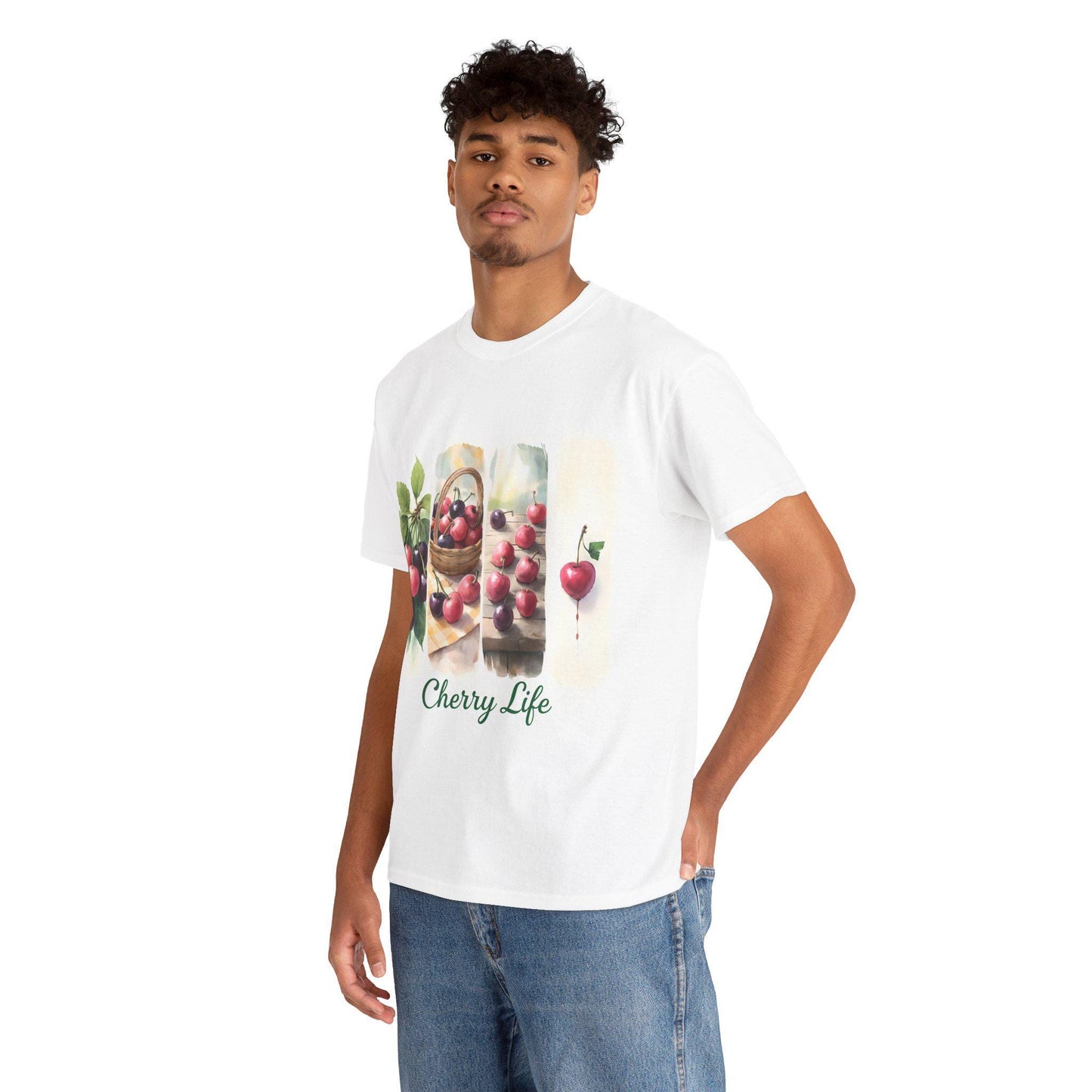Cherry Life Unisex Heavy Cotton Tee | Summer Vibes, Gift for Fruit Lovers, Casual Wear, Gardening Shirt, Nature Enthusiast Apparel