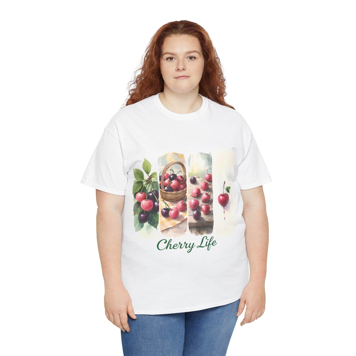 Cherry Life Unisex Heavy Cotton Tee | Summer Vibes, Gift for Fruit Lovers, Casual Wear, Gardening Shirt, Nature Enthusiast Apparel